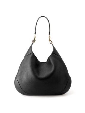 Gucci Shoulder Bag B Medium Leather 2-Way Black